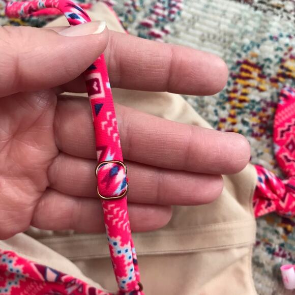 Vanilla Beach Knot Front One Piece Swimsuit Coral Tribal Swim Boho Beach Size XL - Picture 3 of 7